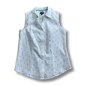 Talbots Non-Iron Polka Dot Sleeveless Perfect Shirt •2P